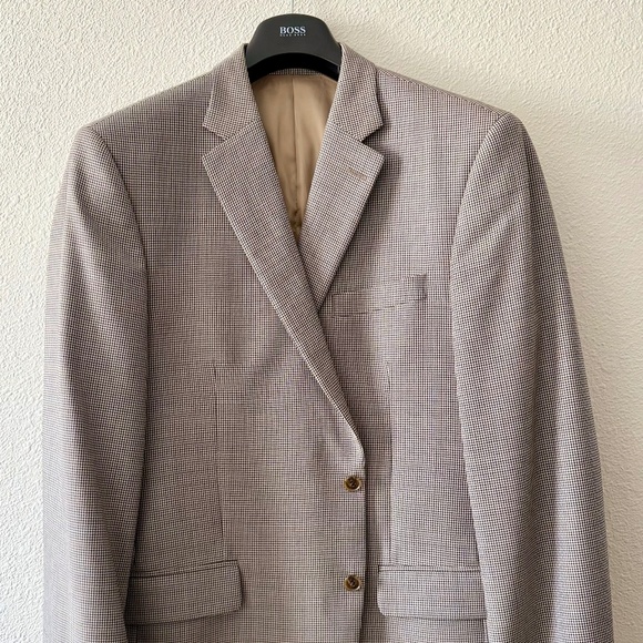 Peter Millar Houndstooth Sport Coat (Brown/Tan, 44L)